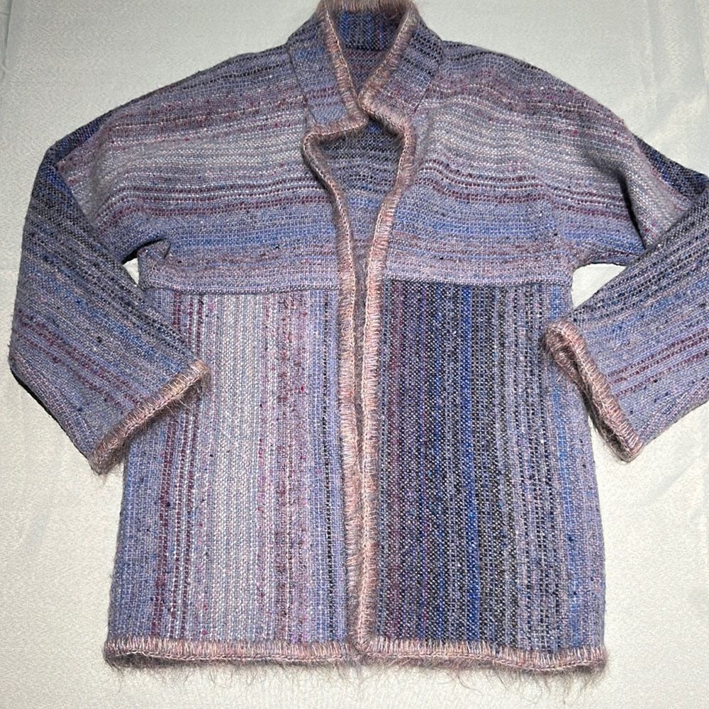 One of a Kind vintage Hand Knit Wool mixture cardigan, sweater Size M